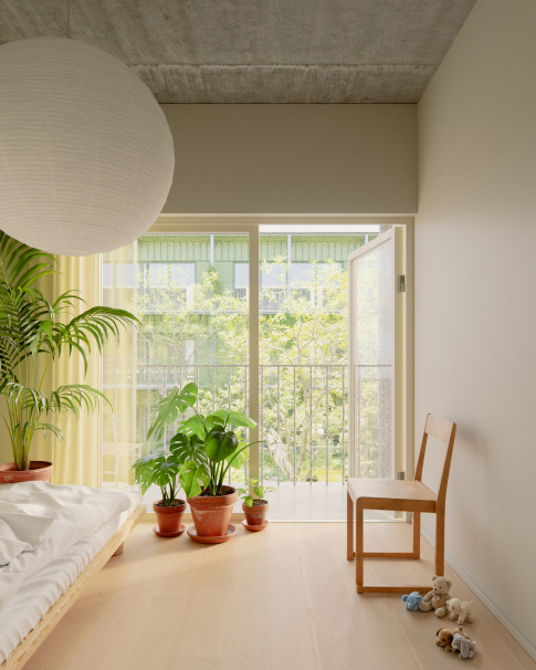 Husen på taket: Interiör miljö, sovrum.