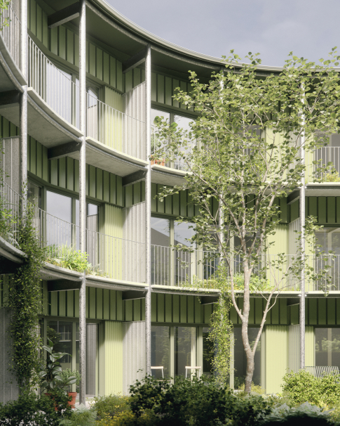 Husen på taket: Exteriör miljö, innergård.